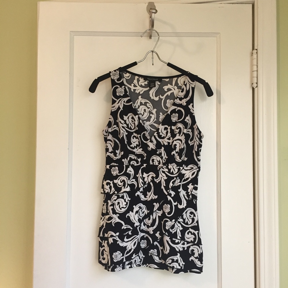 White House Black Market Ruffled V-neck Tank